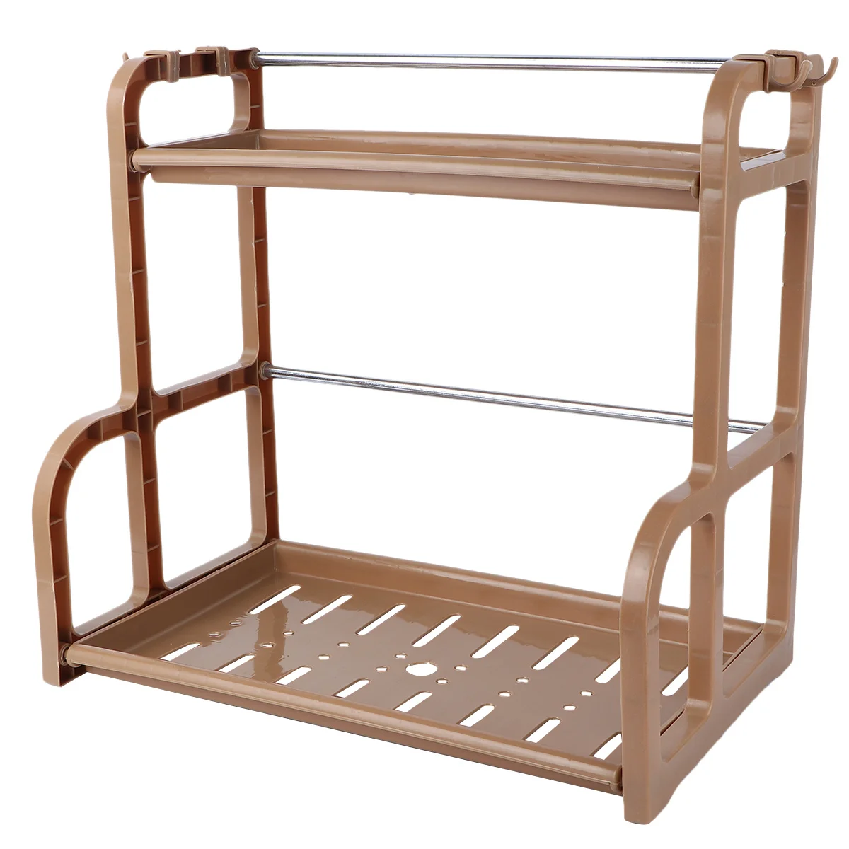 

1Set Kitchenware Organizer Rack Double-Layer Storage Holder Plastic Cooking Utensils Kitchen Storage -Saving