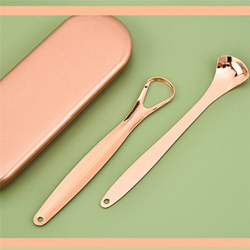 ABKR-Stainless Steel Tongue Scraper Cleaner Travel Portable Case Breath Cleaner Oral Scraper Cleaning Tool