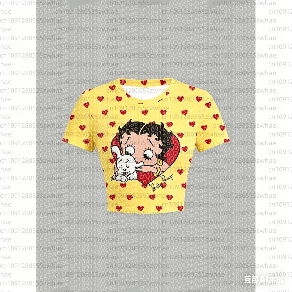 26 Betty Boop Women's Casual Cartoon Pattern Short Sleeve T-shirt Summer Y2k Women's Top 90s Top Pattern Sexy Umbilical T-shirt view 2
