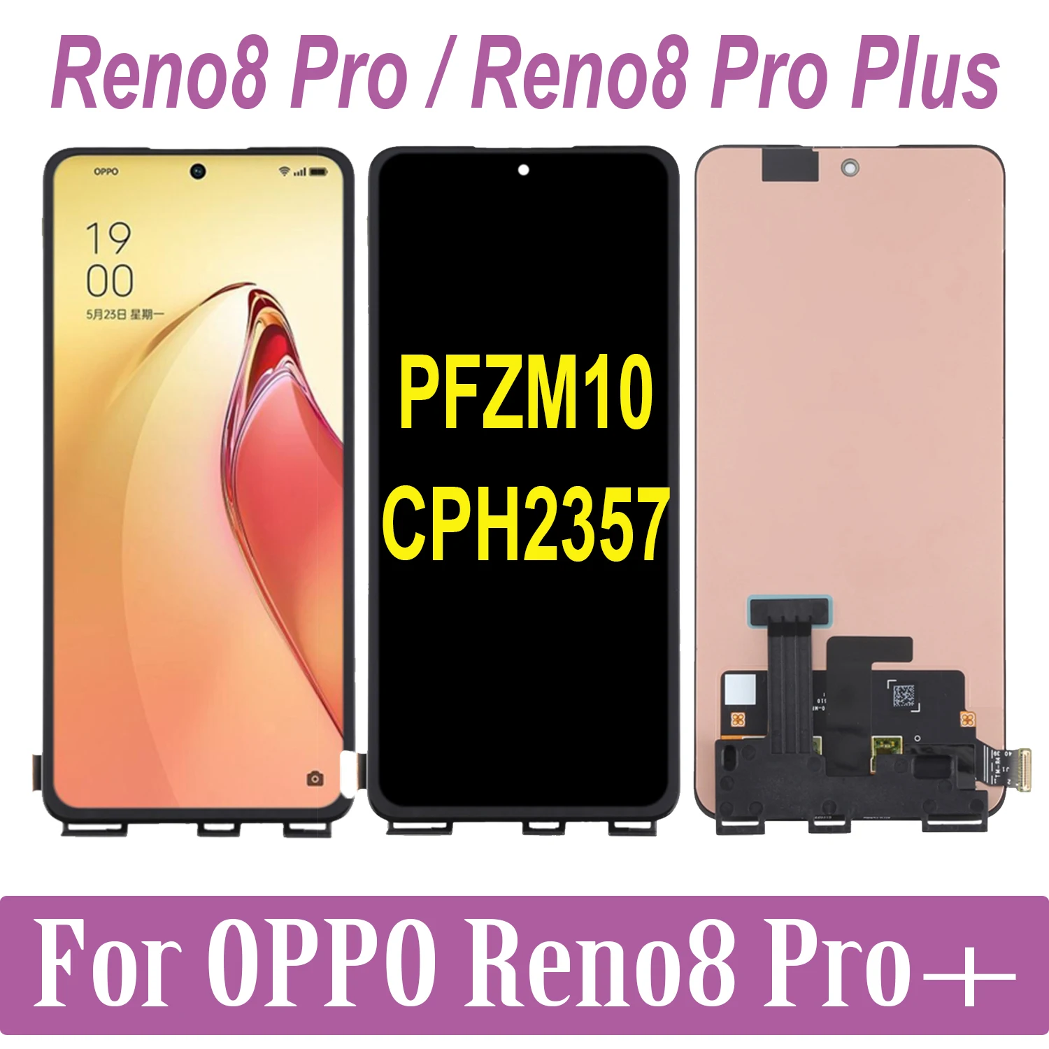 AMOLED For OPPO Reno8 Pro+ Reno 8 Pro Plus CPH2357 PFZM10 LCD Display Touch Screen Replacement Digitizer Assembly