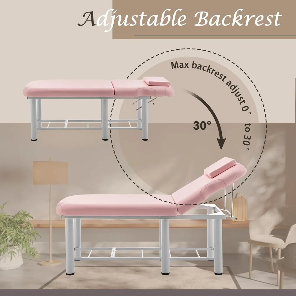 Cama de massagem profissional ajustável, 73 polegadas x 27,5 polegadas, cama de terapia fixa, cama de salão com espuma viscoelástica