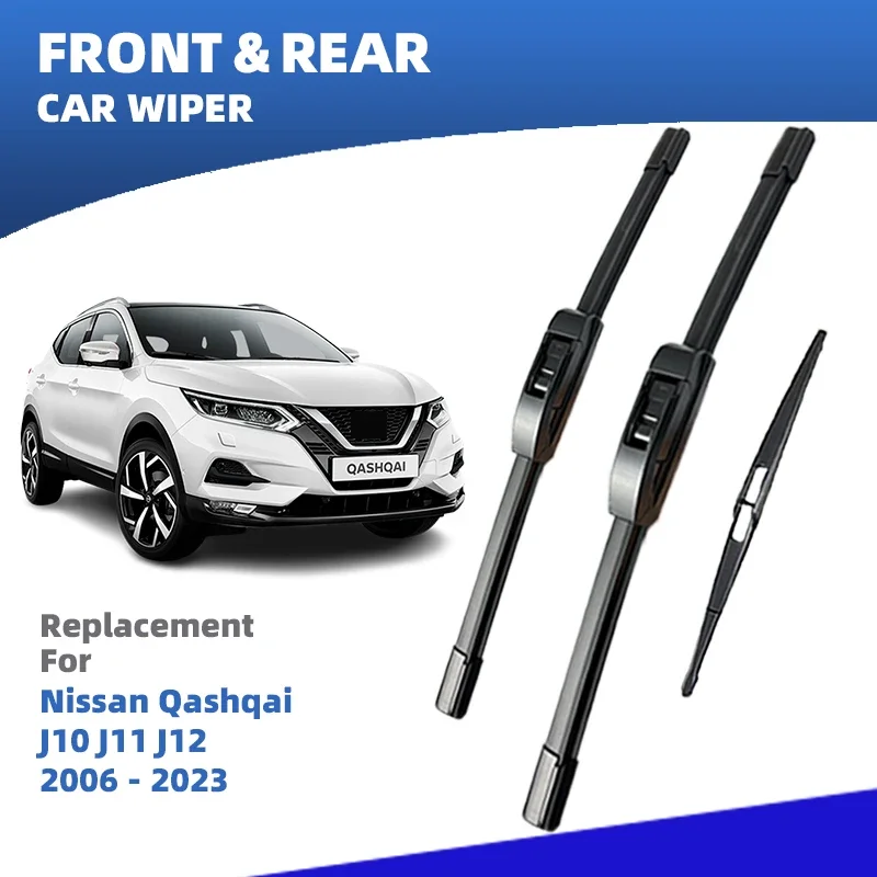 

LHD Front Rear Windshield Wiper Blades For Nissan Qashqai J10 J11 J12 2006 - 2023 Windscreen Window Brushes Refills Accessories