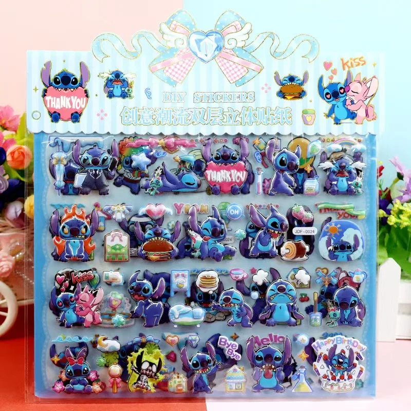 ديزني فروزن الأميرة غرزة مزدوجة الطبقات ثلاثية الأبعاد فقاعة ملصقات الديكور ملصق لطيف مكافأة منتفخ ملصق لوازم القرطاسية #3