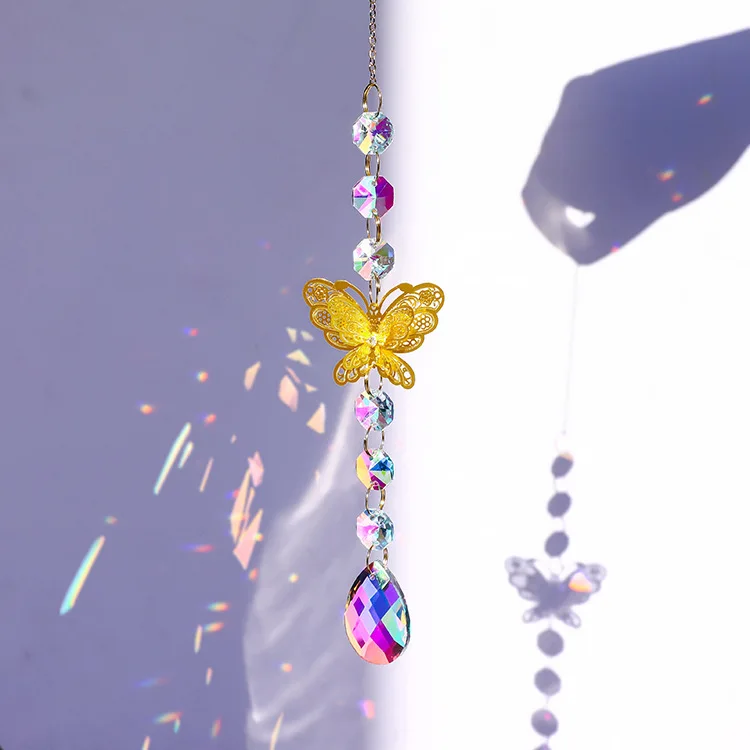 New butterfly sun catcher crystal wind chime bead curtain home door curtain decoration garden pendant hanging ornaments