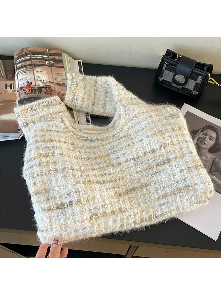 Autumn Winter Woman Korean Vintage Mori Girl Pullovers Sweater Thick Mohair O-neck Jumper Long Sleeve 2000s Aesthetic Warm Tide