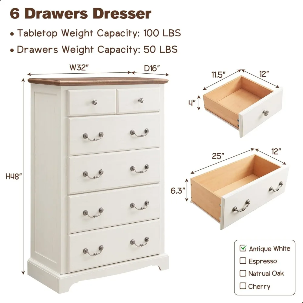 Dresser Chests for Bedroom, Rustic  of Drawers, Wood Dressers Organizer for Bedroom, Living Room,