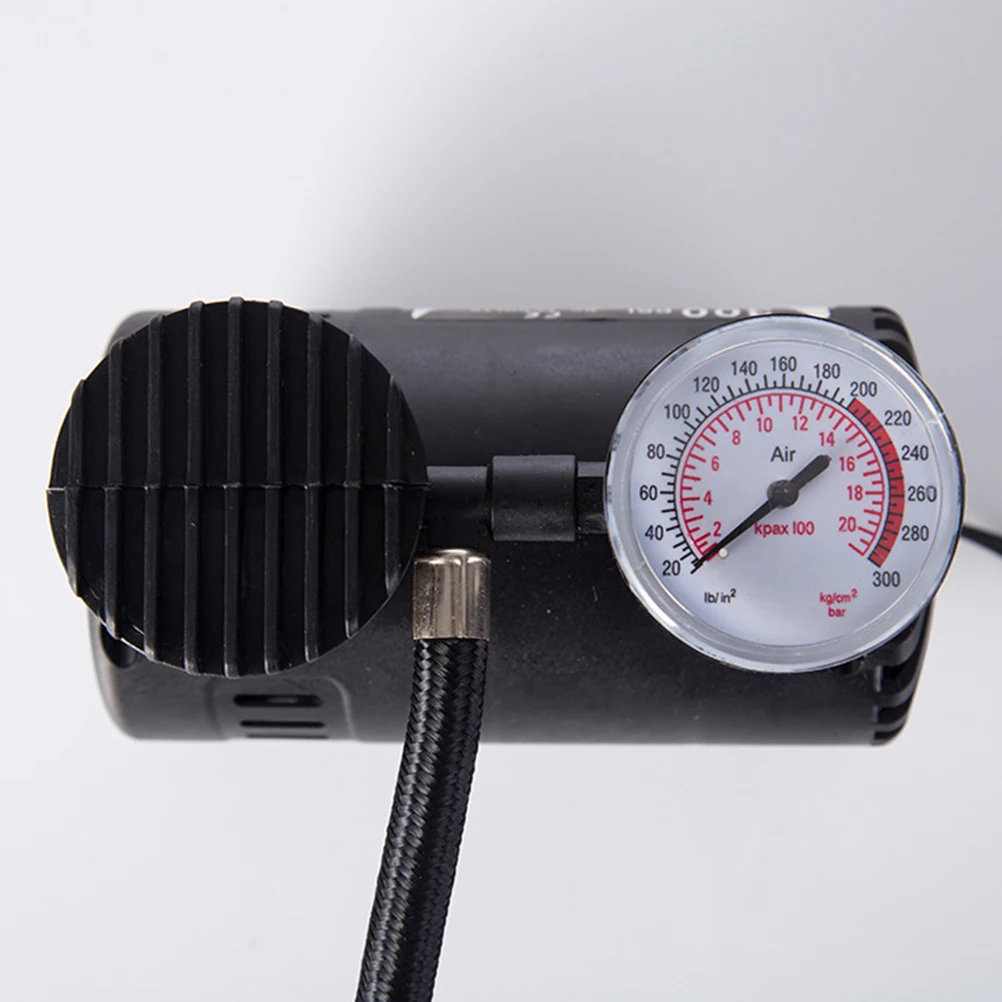

Portable Air Compressor Pump 12V Car Tire Inflator Pressure Gauge Compact Black Plug-In Cigarette Lighter Socket For Cars