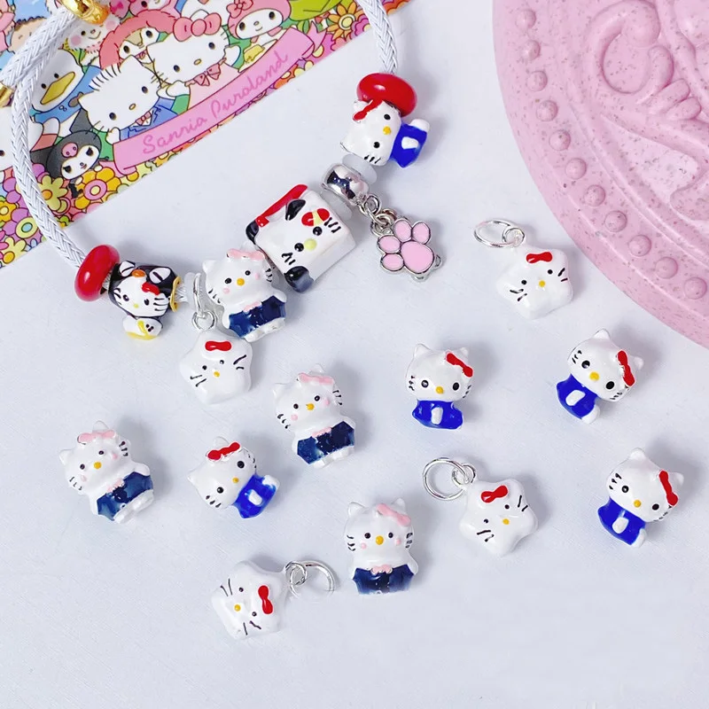 

New Miniso Fashion Sanrio KT Cat Charm Beads Suitable for Original Women's Bracelets Jewelry Accessories Gifts