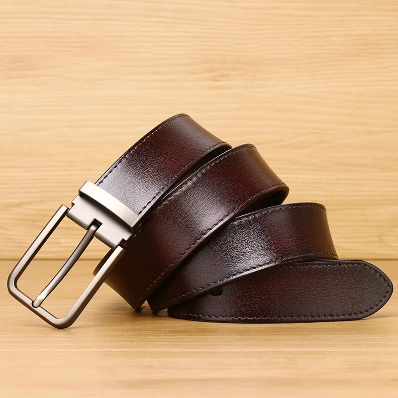 Clickclark 3.3CM New Fashion Genuine Leather Pin Buckle Belt For Man/woman  Luxury  Vegetable Tanned Leather Gift  Belts