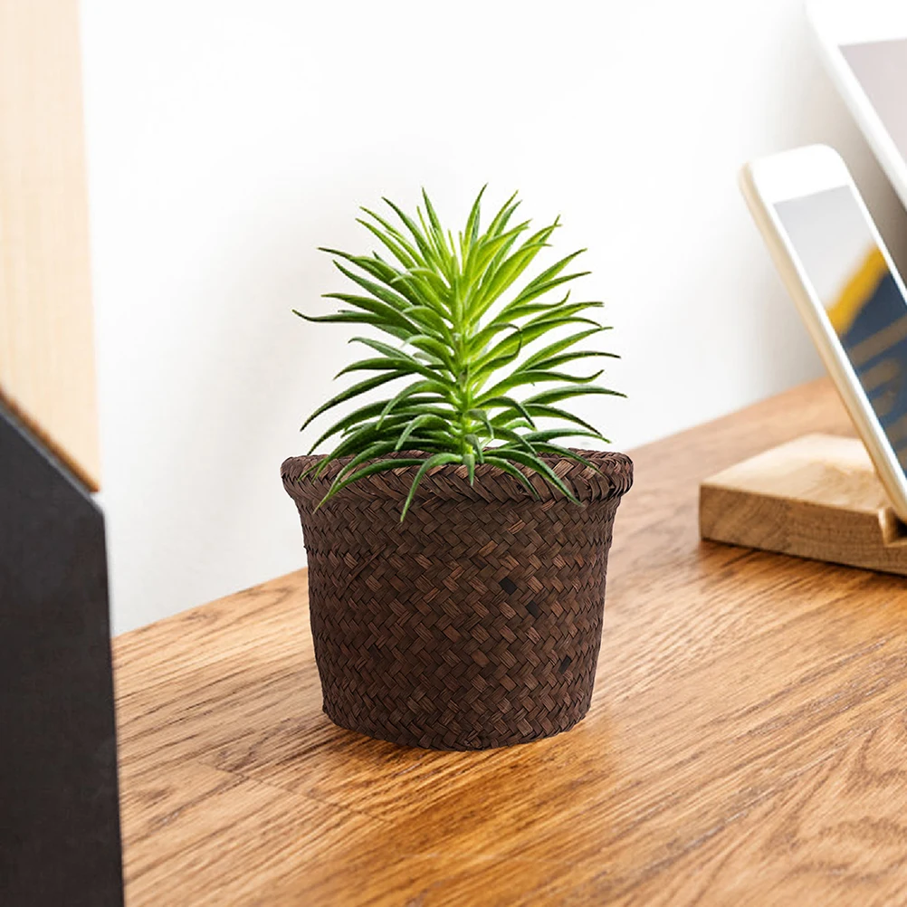 1개 해초 보관 바구니 휴대용 직조 토트 바구니 주방 식당 가정용 과일 채소 보관함 쓰레기통