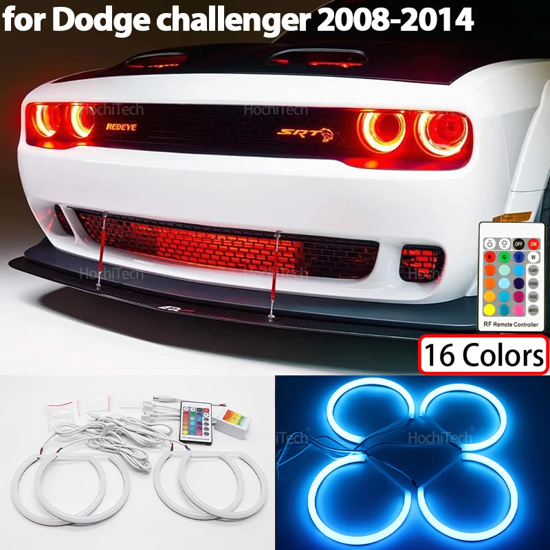 

Headlight Cotton Multi-color RGB LED Angel Eyes for Dodge Challenger 2008-2014 Ring Eye RF Remote Control Car Accessories