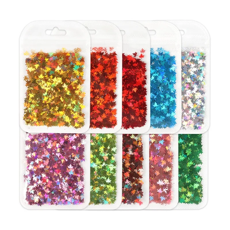 Autumn Winter Maple Leaf Resin Sequins Filler Epoxy Mold Filling Glitter Flakes Fall Leaf Christmas DIY Accessories Slime Slices