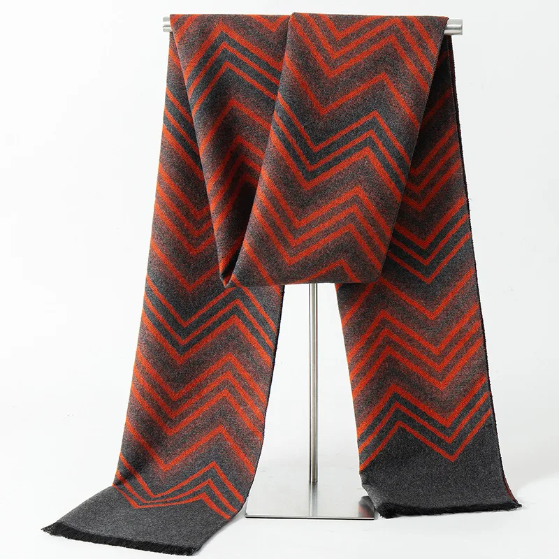 

Классический мужской шарф в полоску, повседневный, деловой, теплый, для молодых мужчин, длинный прямоугольный, из искусственного кашемира, согревающий шею