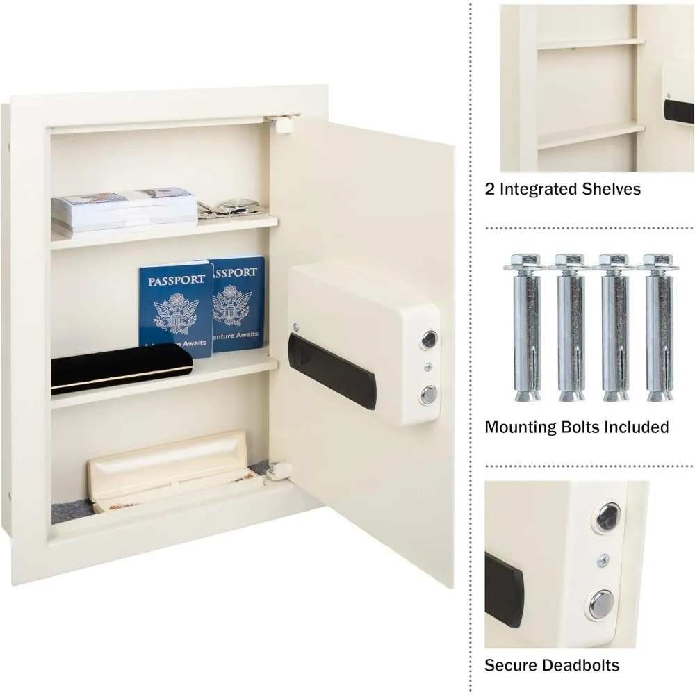 Caja fuerte de seguridad montada en la pared con acceso al teclado para objetos de valor con teclas de anulación manuales duales