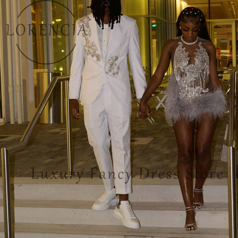 高級光沢のあるタッセルカクテルドレスショートフェザーダイヤモンドウエディングドレスノースリーブホームカミングドレスカスタマイズされたvestido madrinha