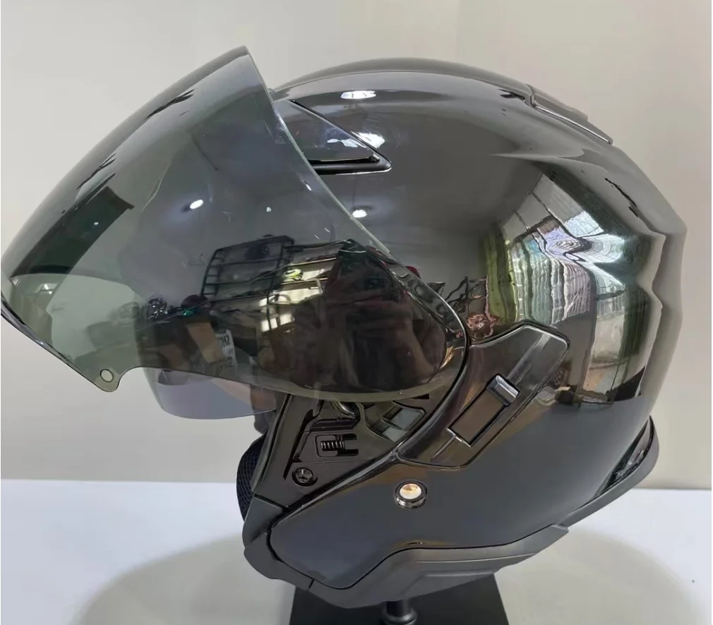 

Open Face Helmet shoei J-CRUISE 3/4 Helmet Glossy Black Double visor Pink Flower Off Road Racing Motocross Motorcycle Helmet