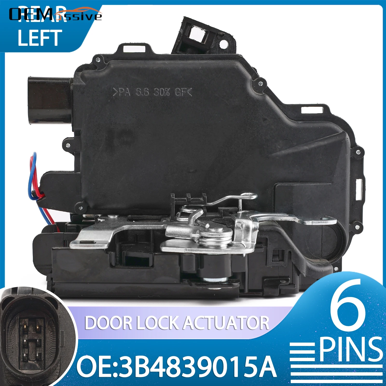 

Door Solenoid Valve Rear Left Solenoid Mechanism 3B4839015A For VW Passat Caddy MK3 Seat Cordoba Leon Skoda Fabia Octavia 6 Pins