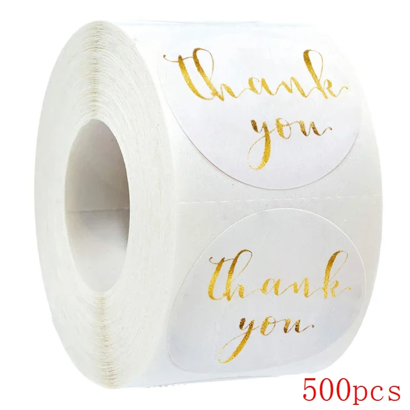 Label pink paper 50-500pcs Thank You Sticker Seal Labels Christmas Gift Decoration Sticker for Package Stationery Sticker