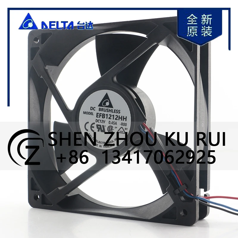 

EFB1212HH-R00 12025 120x120x25MM 24V 48V DC 12V 0.45A AC EC 12CM 3-wire Dual Ball Bearing Chassis Power Supply Cooling Fan