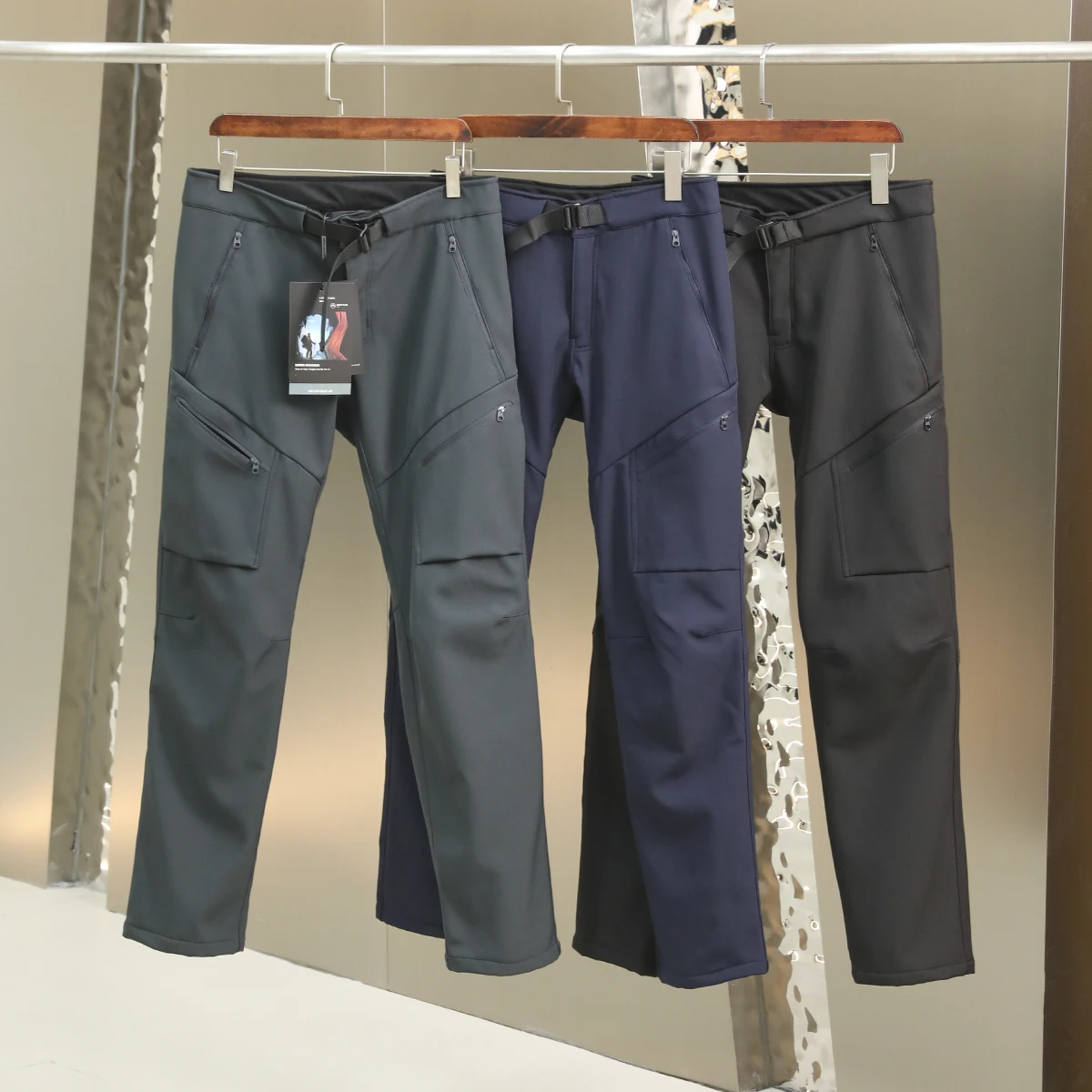 

Мужские уличные повседневные брюки с флисовой подкладкой, 3D-крой, ветрозащитные, водонепроницаемые, мягкие, прямого кроя, с эластичным поясом, городской стиль