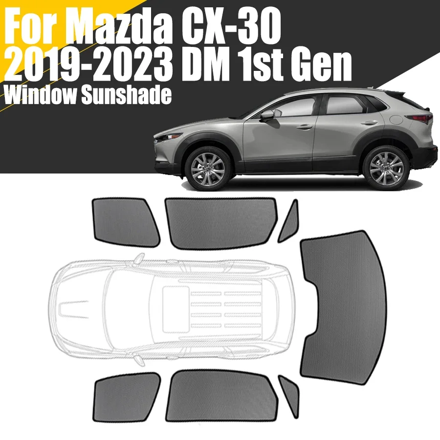 Custom Magnetic Car Window Sunshade For Mazda CX-30 DM 2019-2023 1st Gen CX30 Curtain Mesh Front Windshield Frame Curtain