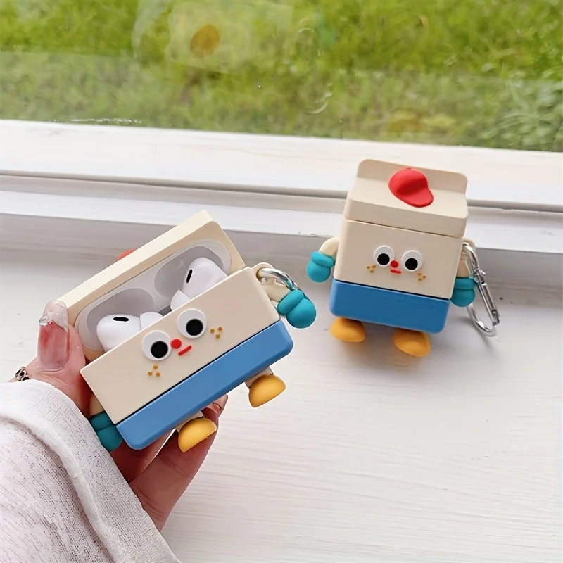 creative milk box headphone case packaging, suitable for for 4, 1/2/Pro/Pro 2/Pro3 with a silver hook headphone protective cover