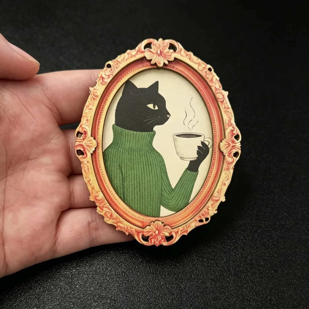 Cute Cat Refrigerator Magnet - Adorable Black and White Cat Design, Perfect for Home and Office Decoration
