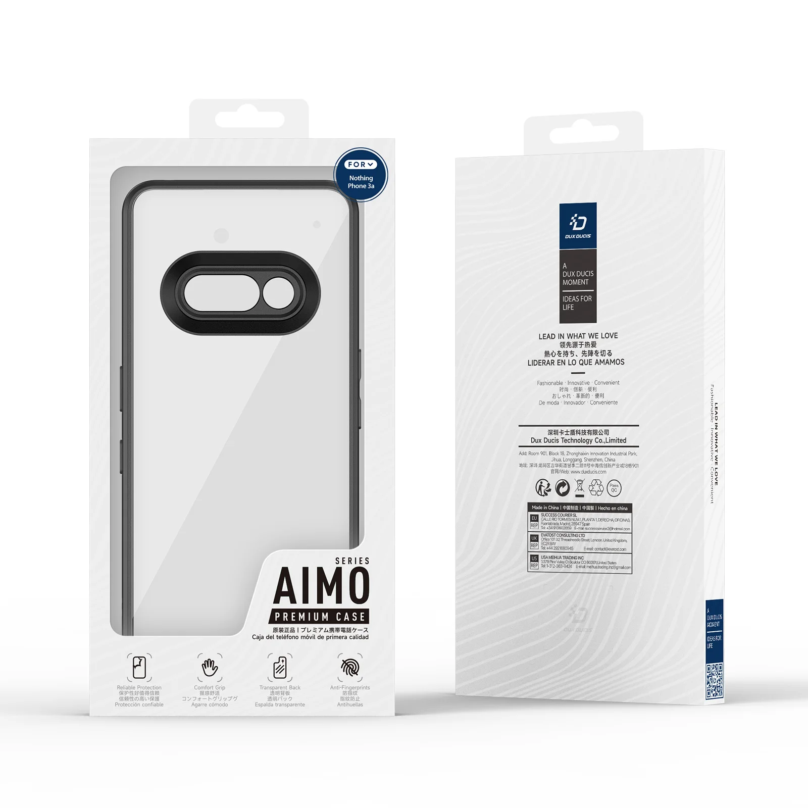 For Nothing Phone (3a) Case DUX DUCIS Aimo Series TPU+PC Matte Drop-proof Phone Cover (REACH Certification) - Black