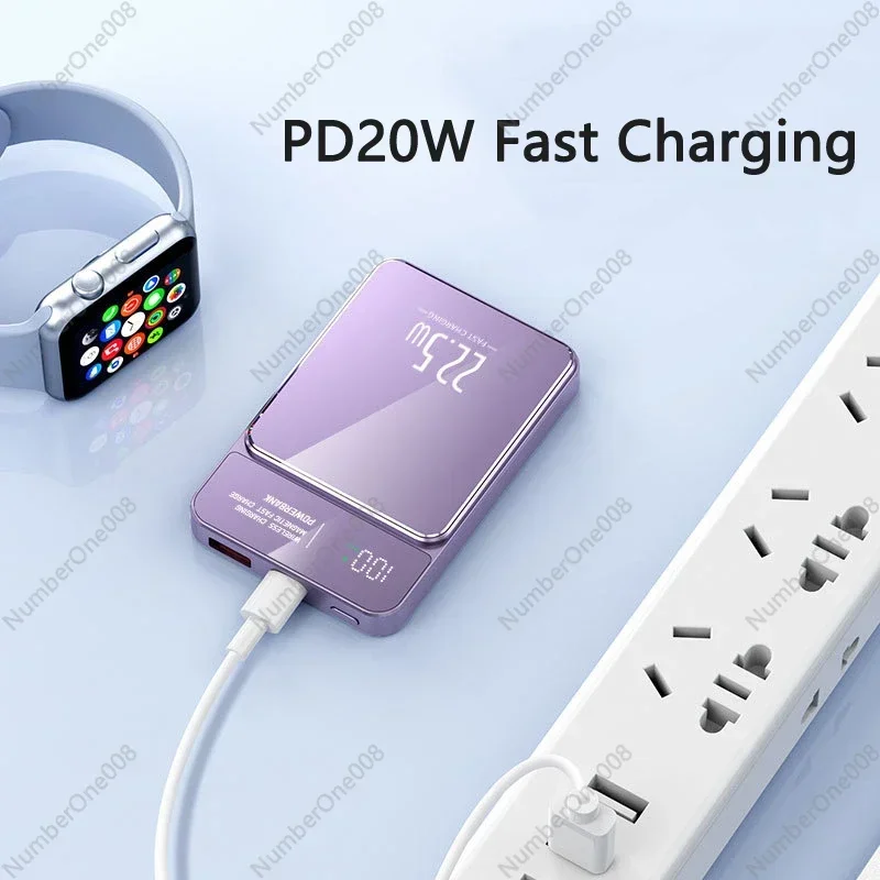 22.5W Snel Opladen Draadloze Oplader 15W Magsafe Power Bank Mini Poverbank Oplader 20000Mah