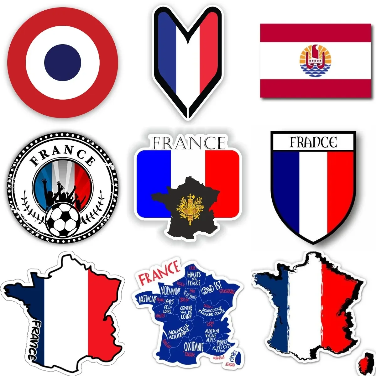 

France French Flag Map Creative Stickers for Decorate Motorcycle Wall Window Door Bumper Car Off-road Bicycle Decal Accessories