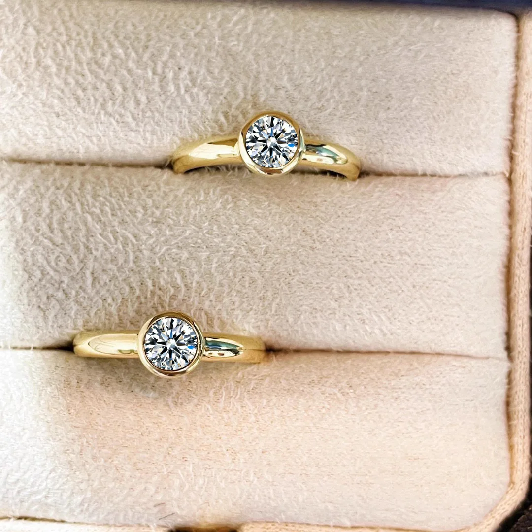 14K Gold Solitaire Lab Diamond Ring Engagement Wedding Band Rings for Women Men Promise Jewelry