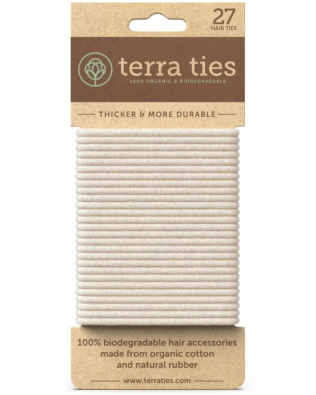 

BIODEGRADABLE Elastic Hair Ties - Organic No Crease Blonde Ponytail Holders, Plastic Free Hairbands for Buns, 5mm 27 Count