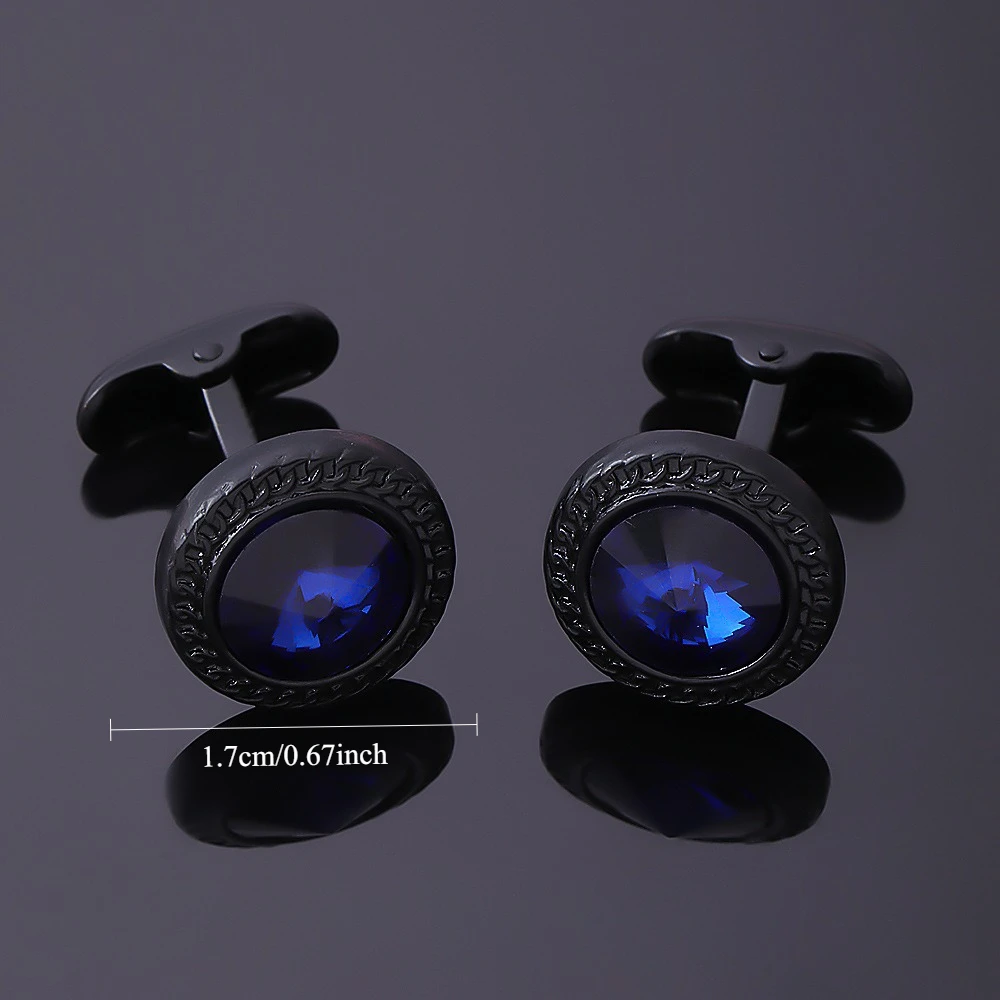 Black Background Blue Diamond Carved Cufflinks Business Dress Sleeve Nails Suit Shirt Decoration with Personalized Accessories
