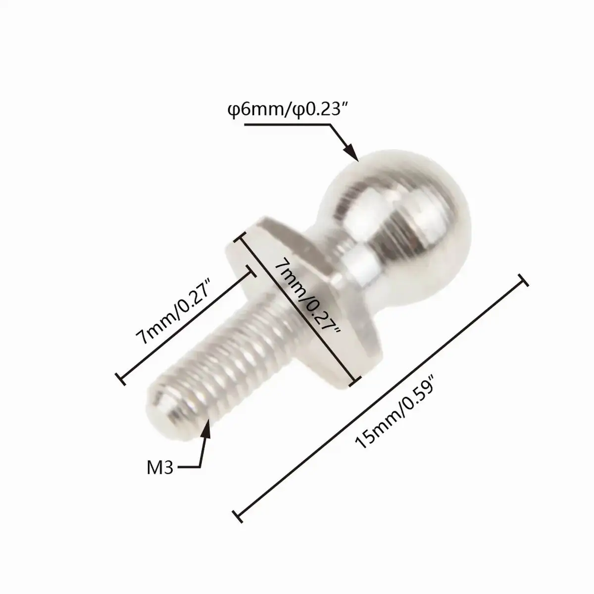 6x HSP 02038 Ball Head Screws Stainless Steel Spherical Bolts Fasteners Fixing Accessories for 1:10 RC Model Car Buggy Truck