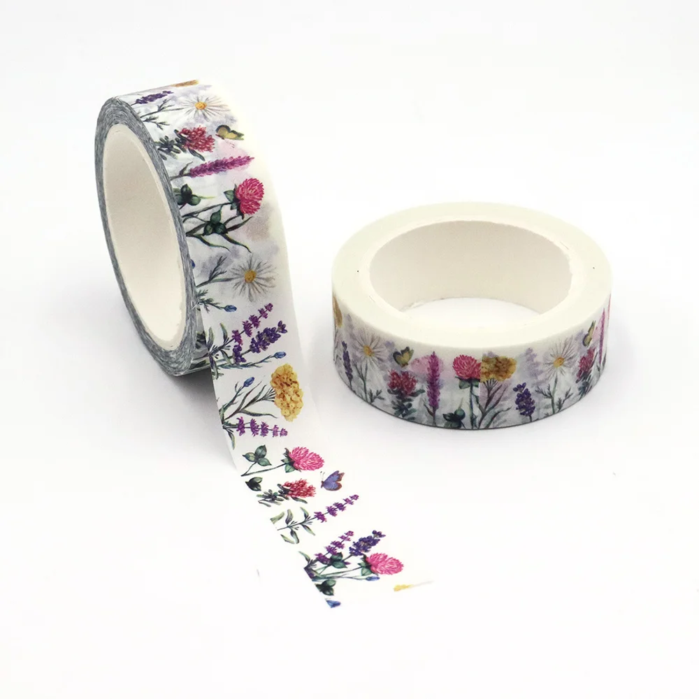 NEW 1PC 15mm*10m Spring Floral Botanic Herbs Wild Flowers Colourful tape Decorative Stationery MaskingTape school supplies