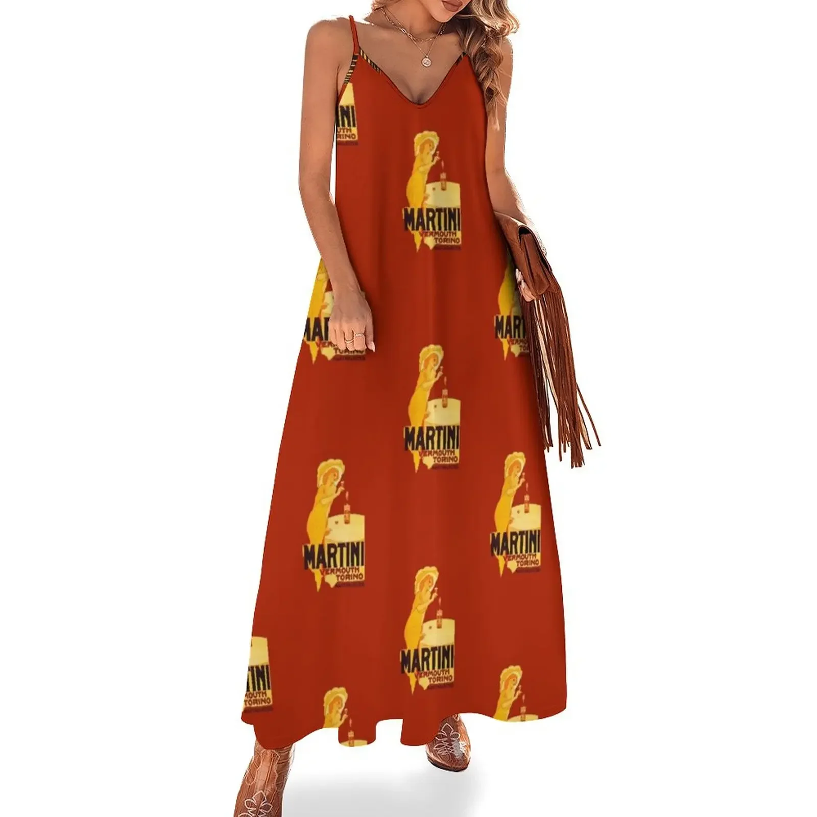 Martini Rosso Vermouth Sleeveless Dress Women's dress elegant women's sets dress for women