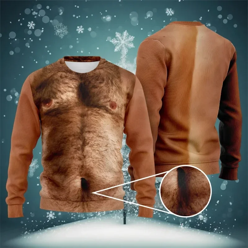 Men Christmas Sweater 3D Print Artificial Pattern Design Streetwear Gym Sports Jacket Cosplay Hooded Shirt Clothing Top