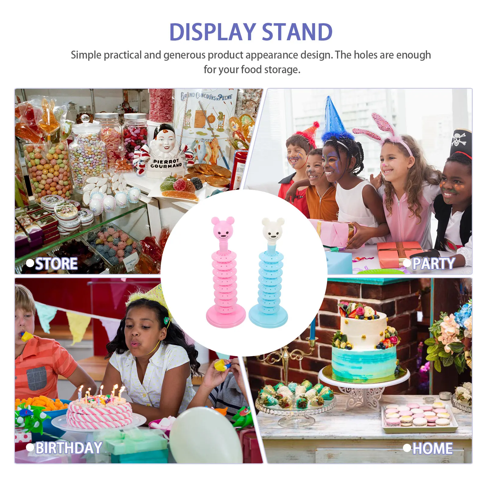 

2pcs Reusable Holder Tiered Stand Pp Material Multi-Tier Candy Party Decoration Desktop Organizer Display Base Party
