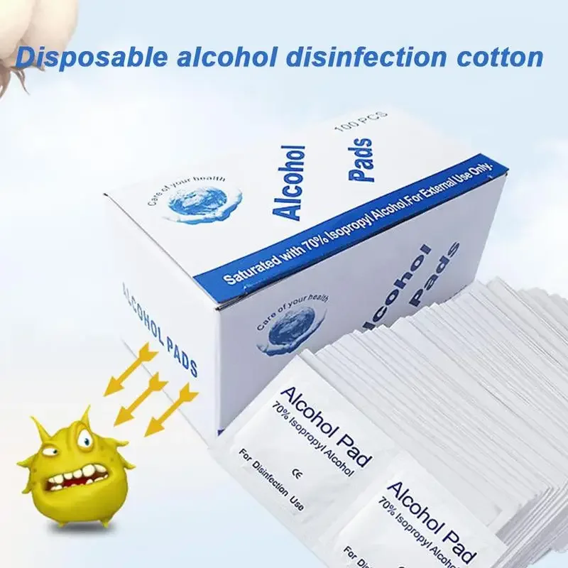 Álcool Wet Wipe Desinfecção Prep Swap Pad, Anti-séptico Cuidados de Limpeza da Pele, Celular Clean Wipe, Jóias, 100 Pcs