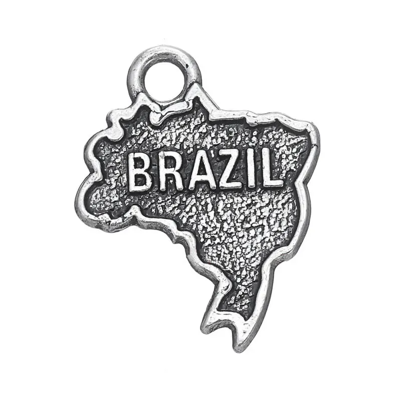 Fashion Vintage Alloy World Country Brazil Map Charms 16*21mm 50pcs AAC451