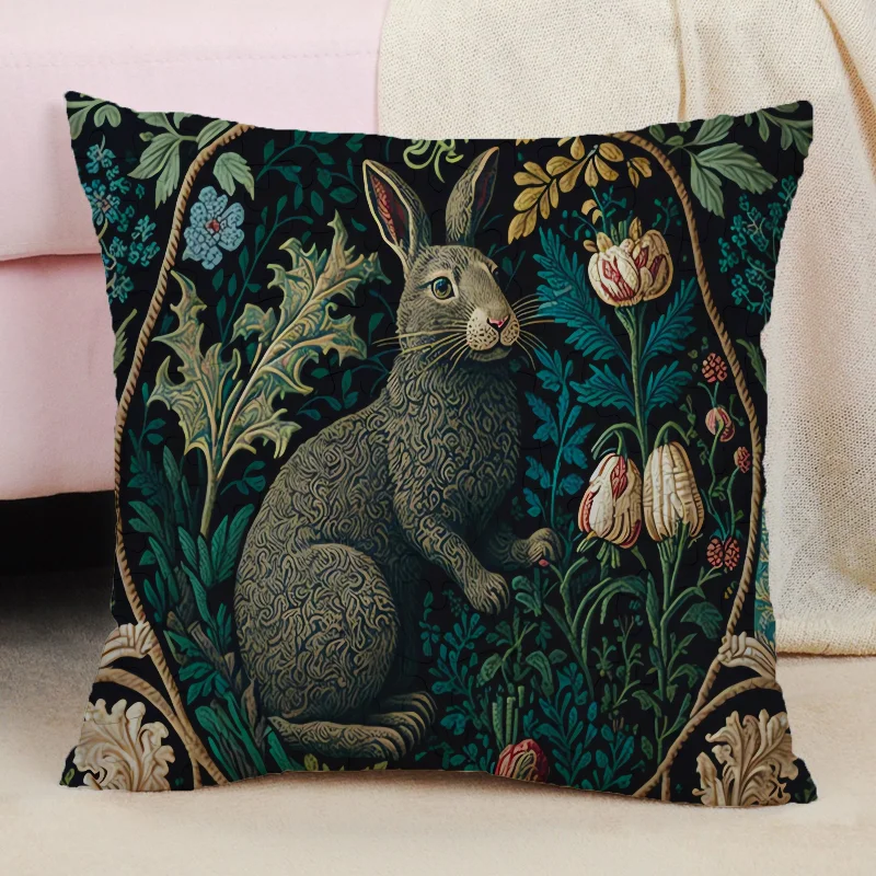 Rabbit Retro Decorative Pillowcases for Sofa Cushions Covers Pillowcase for Living Room Twin Size Bedding Cushion Cover Pillow