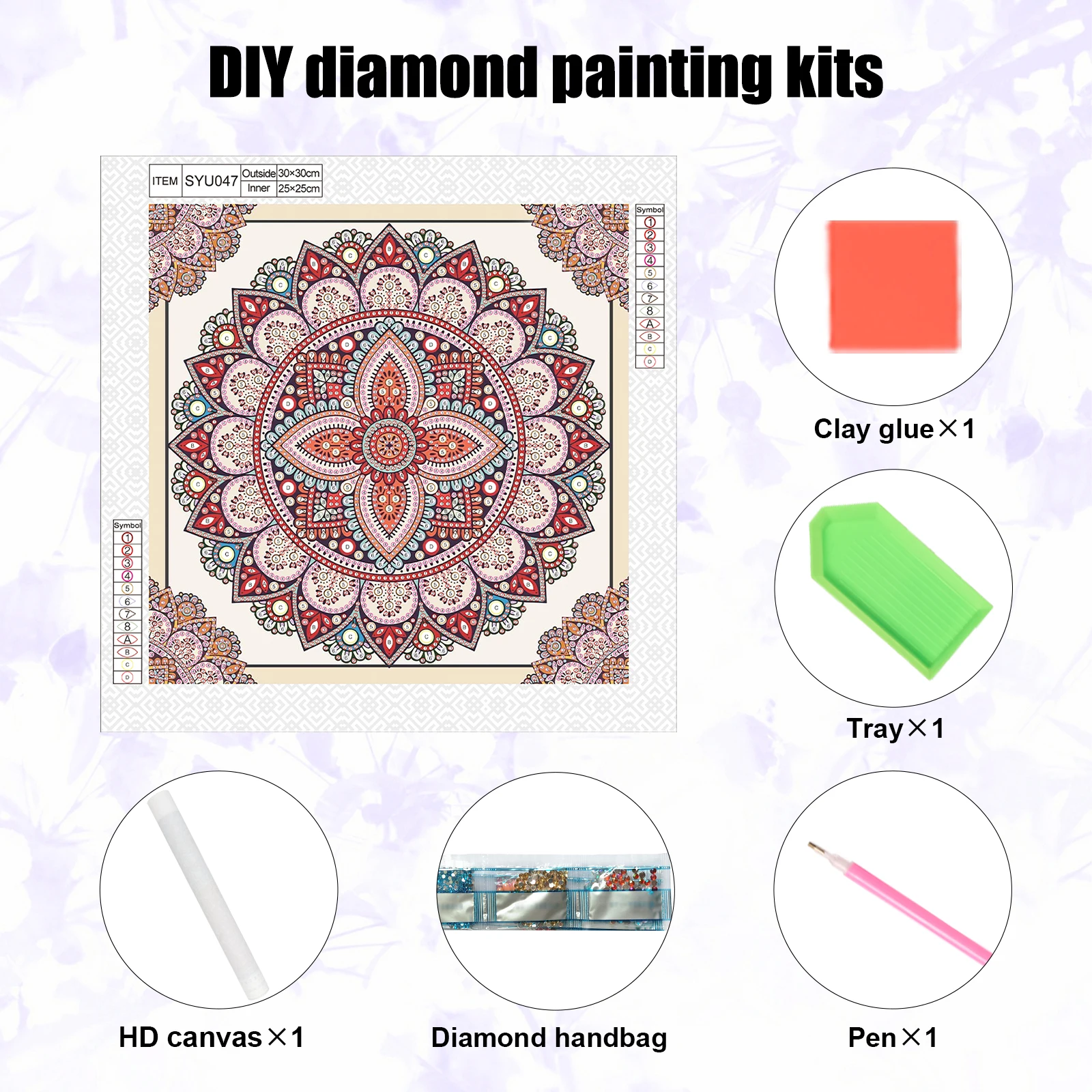 Flower Special Shape Diamond Art Painting Kit for Adult Beginner,Crystal Diamond Special Shape Kit for Home Wall Decoration Gift view 3
