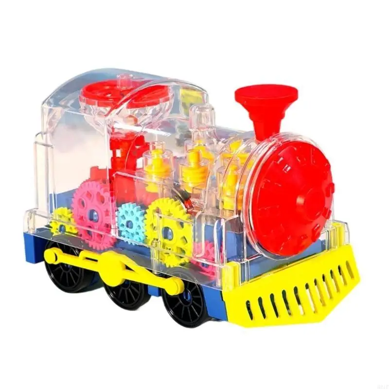 

581F Transparent Gear Train Toy Toddler Crawl Learning Car Toy with Colorful Light
