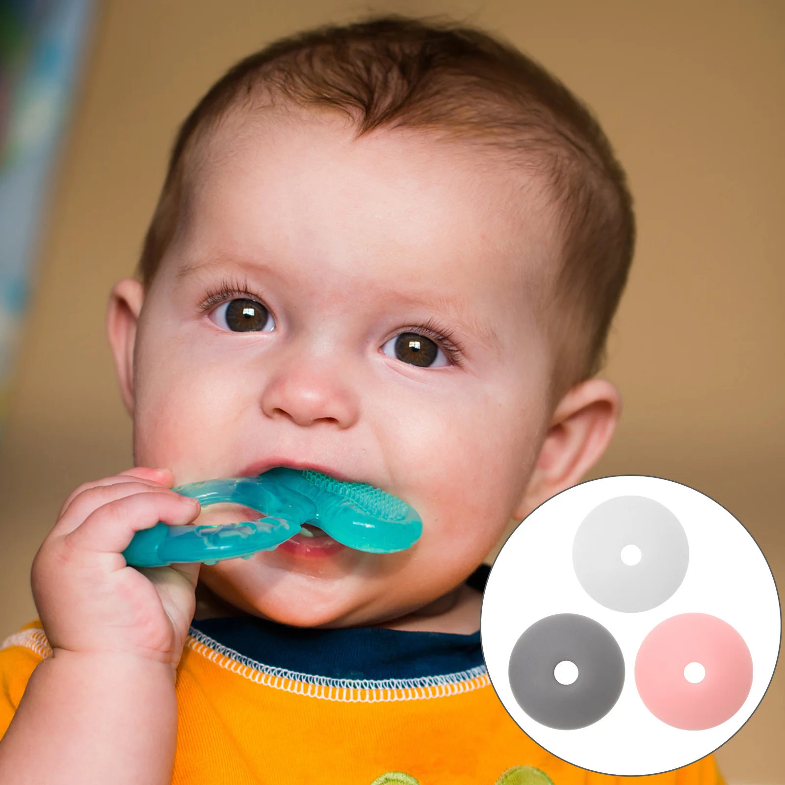 

60Pcs DIY Loose Beads for Pacifier Chains Teether Beads Safe for Baby Chewing Bright Attractive Smooth Pacifier Clip DIY