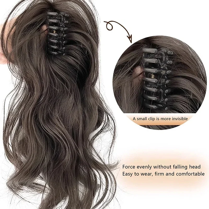 1 قطعة شعر مستعار ذيل حصان أنثى محاكاة الشعر الاستيلاء على كليب عالية الجمجمة فتاة حيوية مصبوغ شلال نصف ربط الشعر المجعد #6