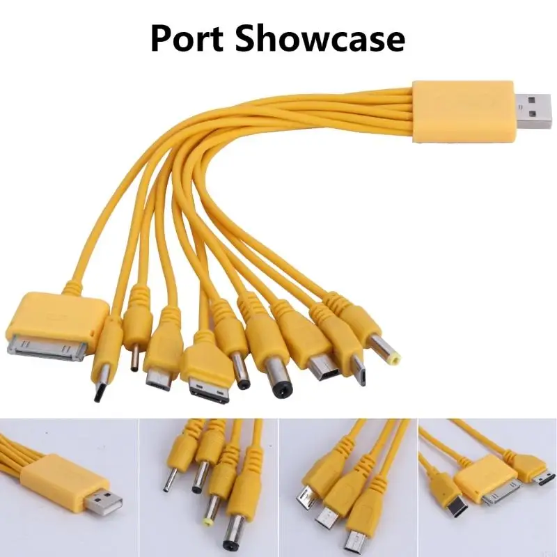 97QA Yellow USB Cable Multi Charging Cable for Simultaneous Charging with Multiple Plug Wire Multiple Charging Cord