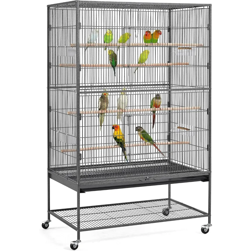 60.5inch Extra Large Bird Cage Metal Parrot Cage Flight Cage for Cockatiels African Grey Quaker Green Cheek Sun Conure Medium