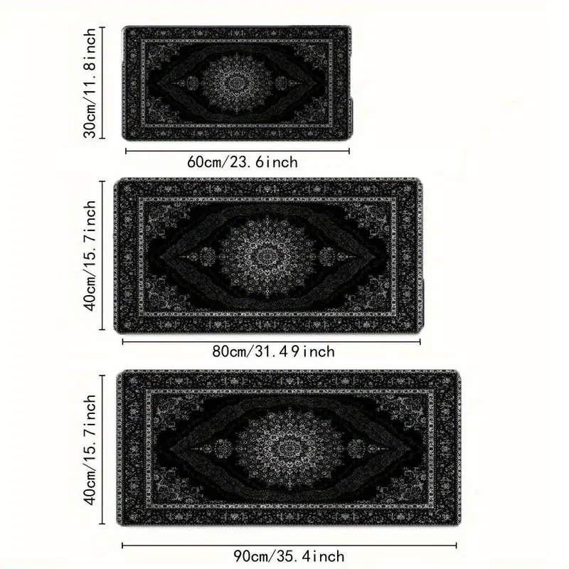 

Black Persian Carpet Mouse Pad - Anti-slip rubber base, precision stitched edges, elegant geometric design for desk mouse pad