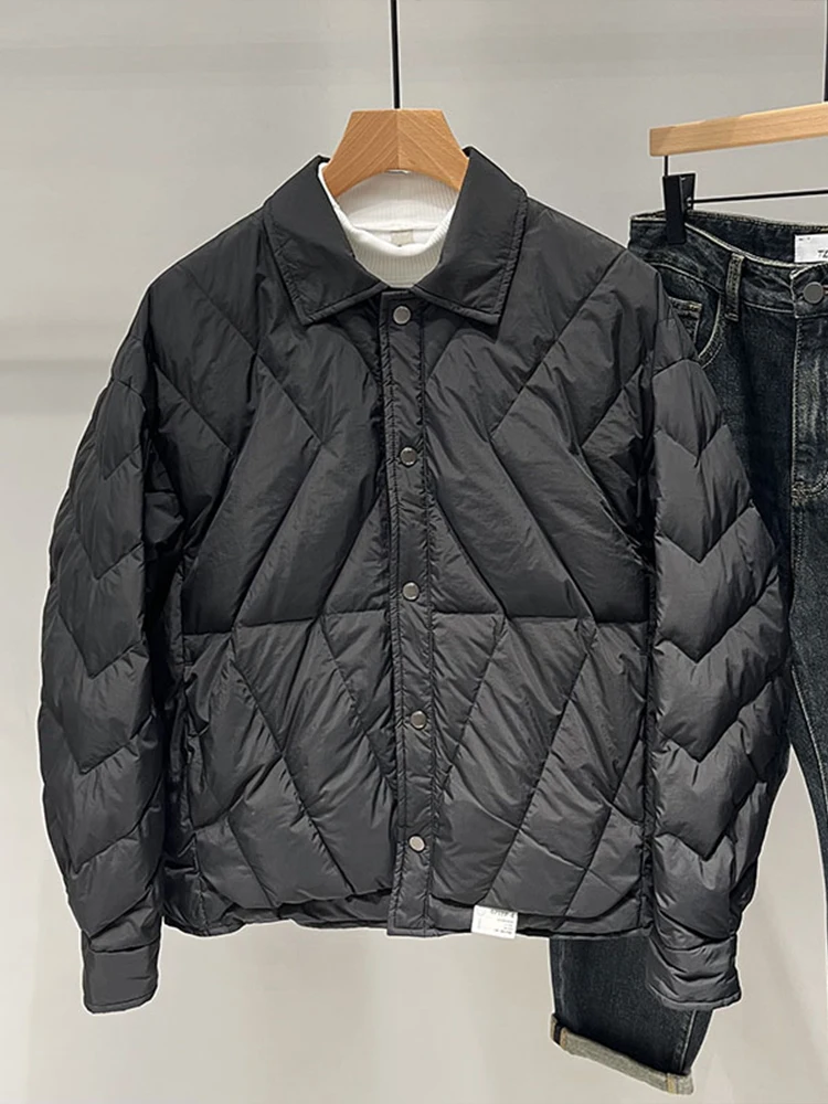Lightweight Men's down Jaet Collared irt Sle Warmth Faionable Korean Sle Winter Outerwear Cotton Polyester Blend