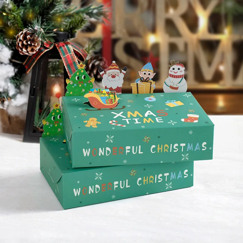 Christmas party gift packaging gift box paper box three-dimensional animal cute candy biscuit folding box 10 pieces/pack